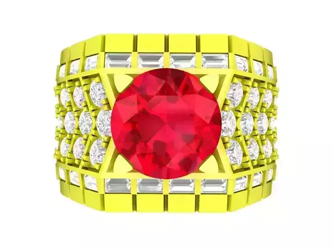 A7110 Korean Style Diamond Men Ring 3D Print