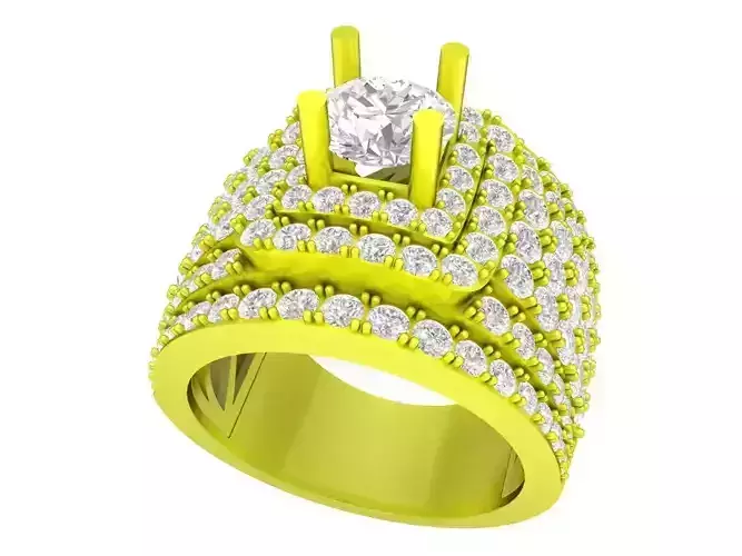 A7112 Korean Style Diamond Men Ring 3D Model