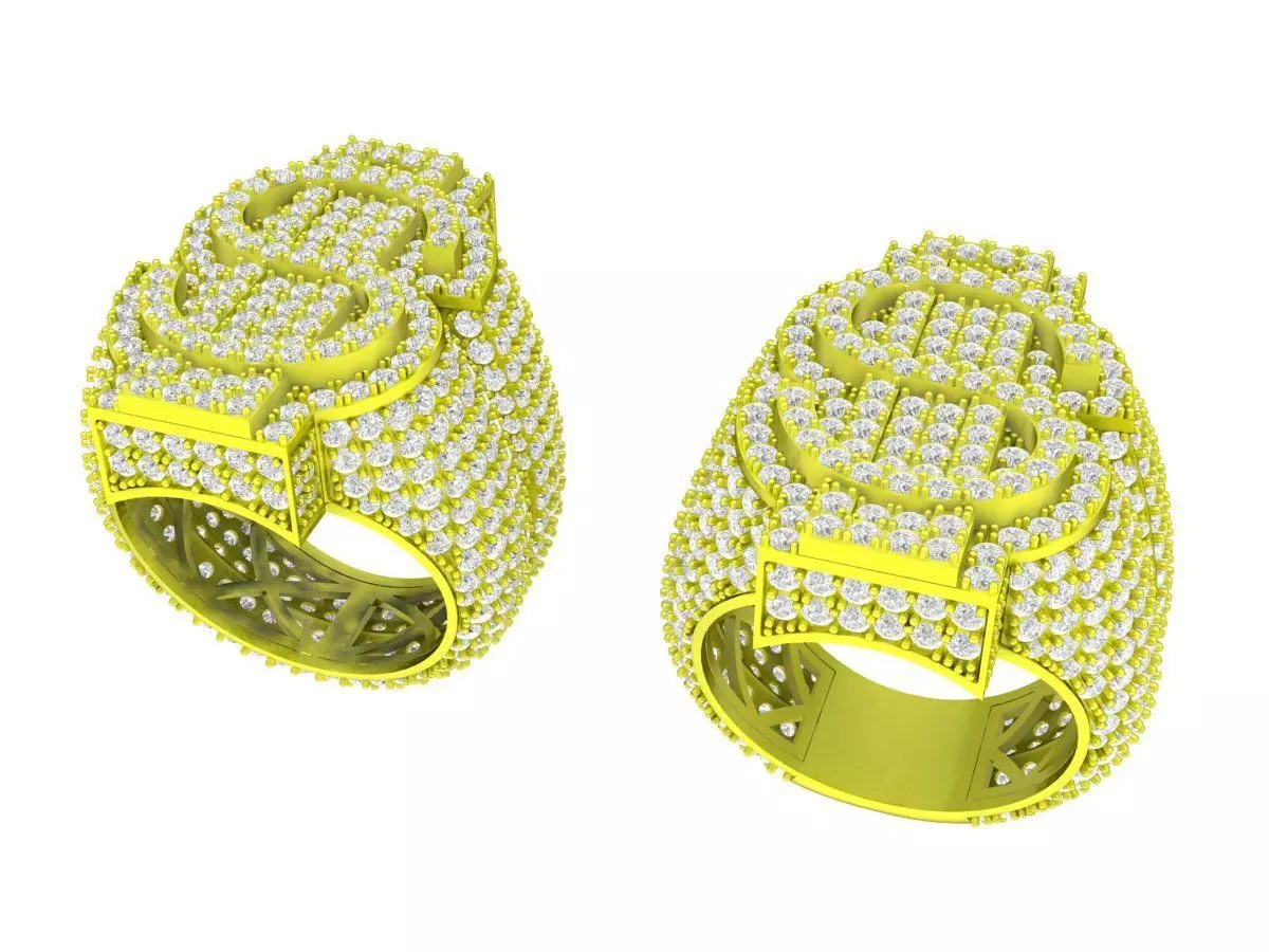 A7114 Dollar Symbol Signet Money Men Ring 3D Model 3D print model_0