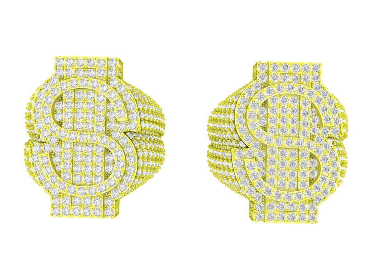 A7114 Dollar Symbol Signet Money Men Ring 3D Model 3D print model_1