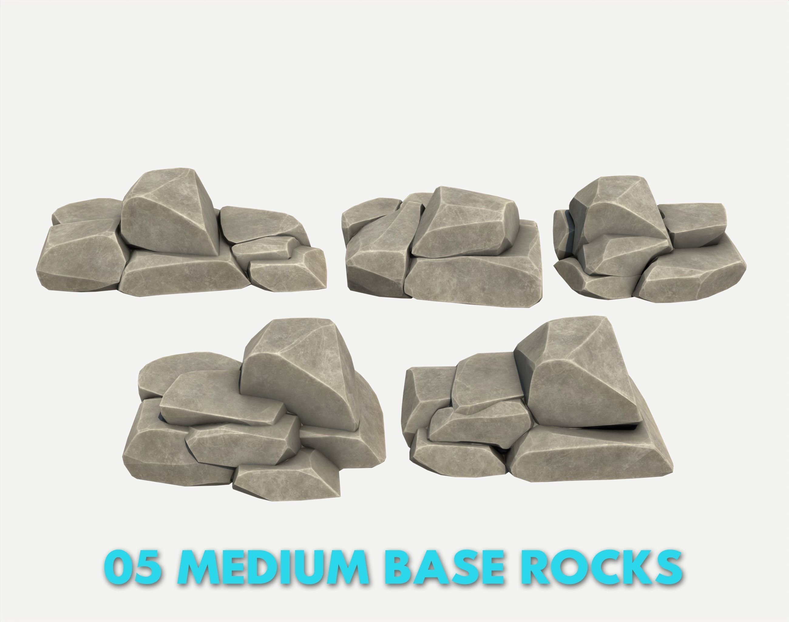 30 Stylized Block Rock - 3D Game Asset - 231030 Low-poly 3D model_4