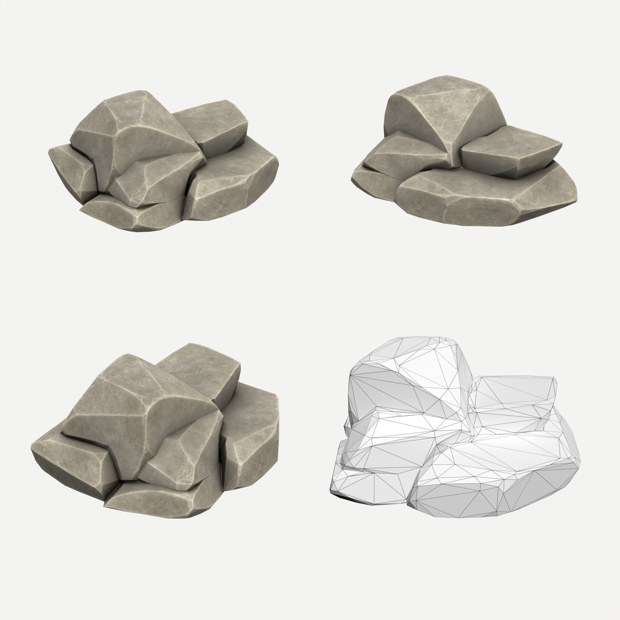 30 Stylized Block Rock - 3D Game Asset - 231030 Low-poly 3D model_23