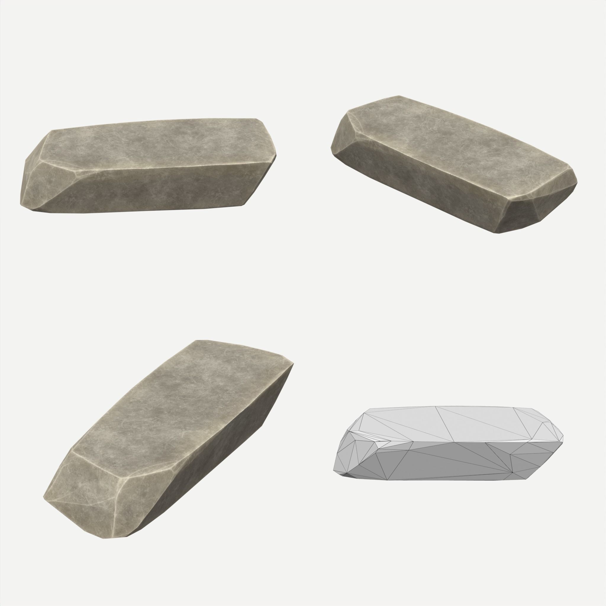 30 Stylized Block Rock - 3D Game Asset - 231030 Low-poly 3D model_22