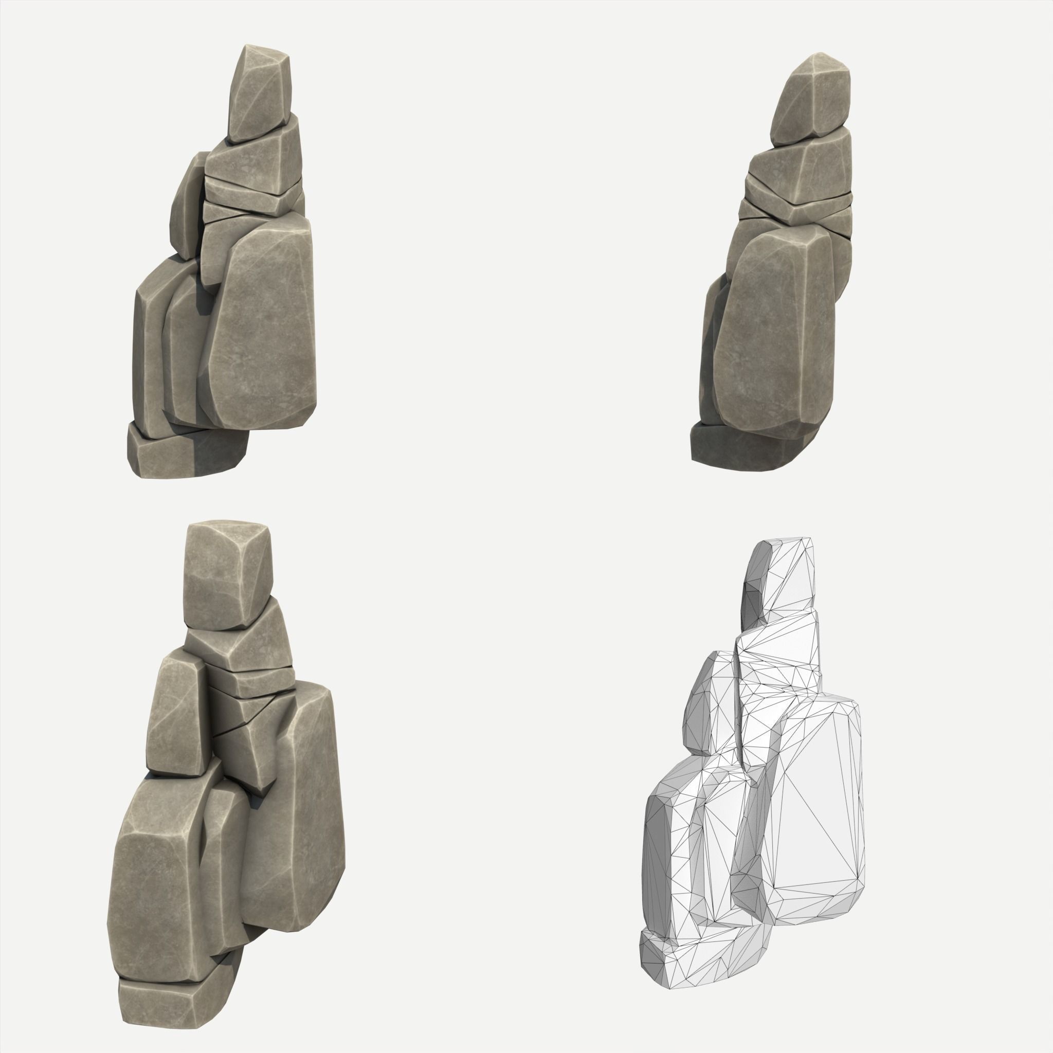 30 Stylized Block Rock - 3D Game Asset - 231030 Low-poly 3D model_32