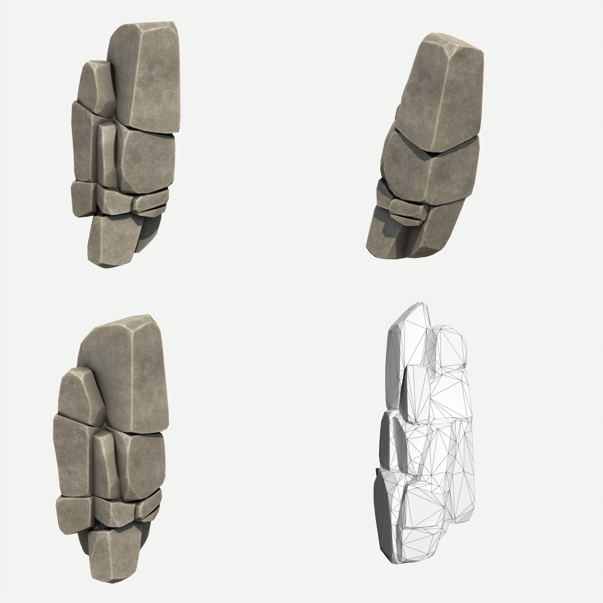 30 Stylized Block Rock - 3D Game Asset - 231030 Low-poly 3D model_29