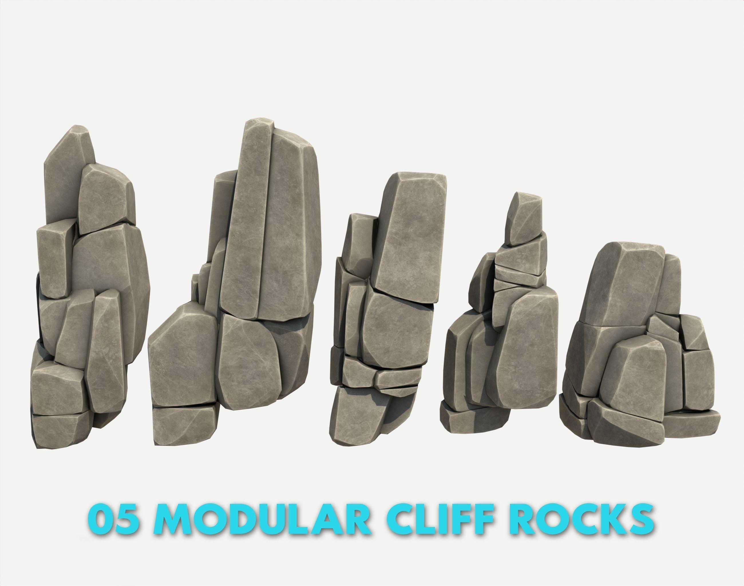 30 Stylized Block Rock - 3D Game Asset - 231030 Low-poly 3D model_2