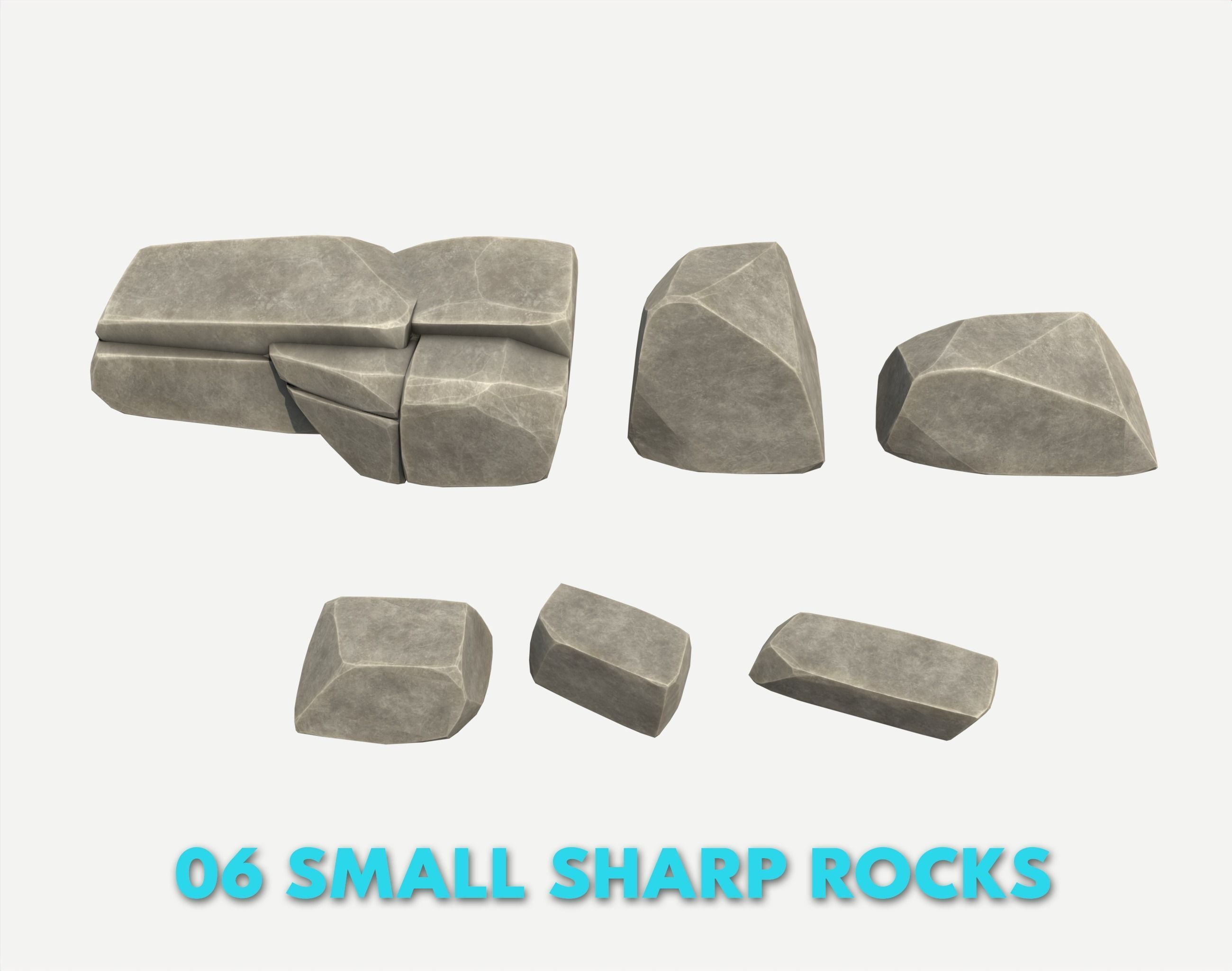 30 Stylized Block Rock - 3D Game Asset - 231030 Low-poly 3D model_6