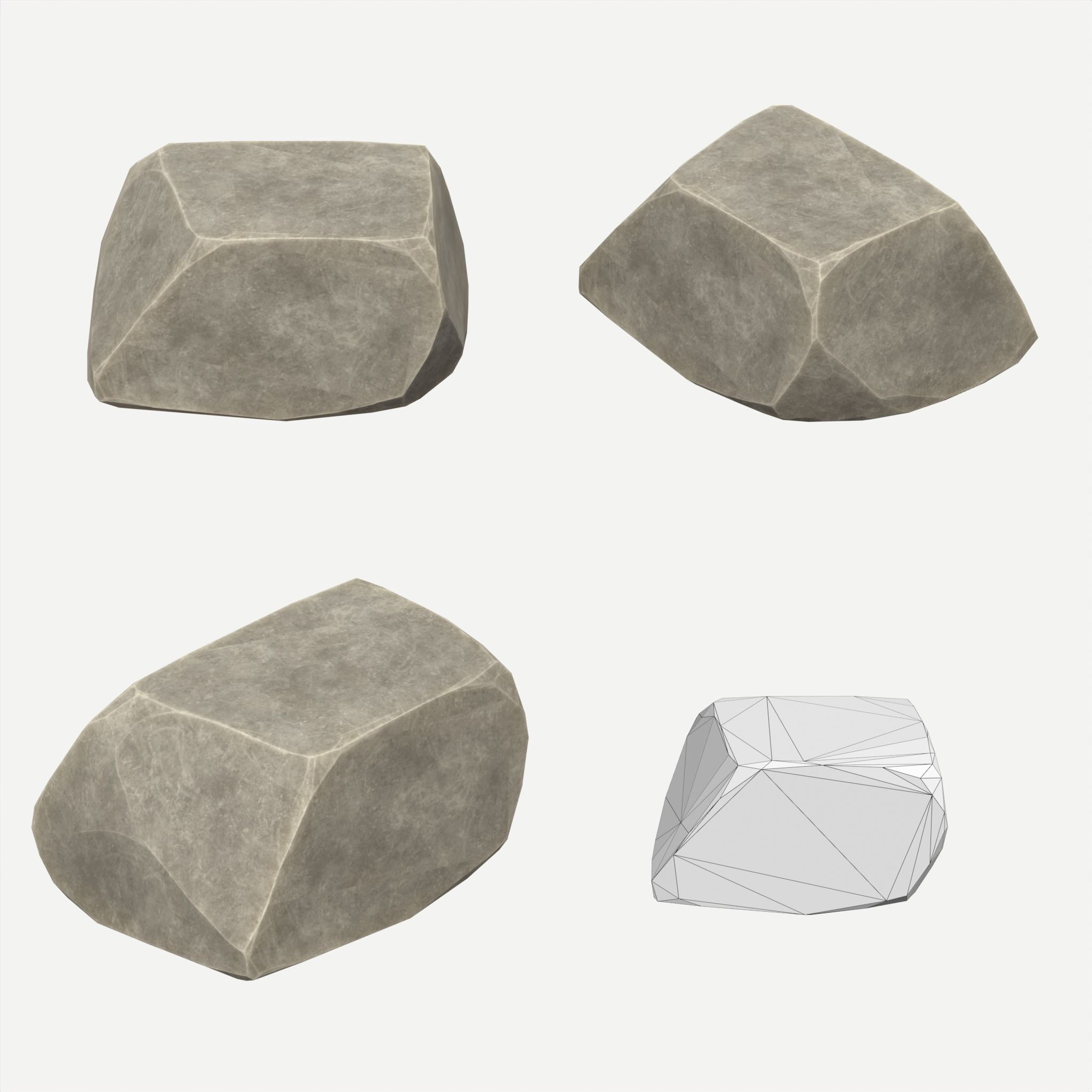 30 Stylized Block Rock - 3D Game Asset - 231030 Low-poly 3D model_20