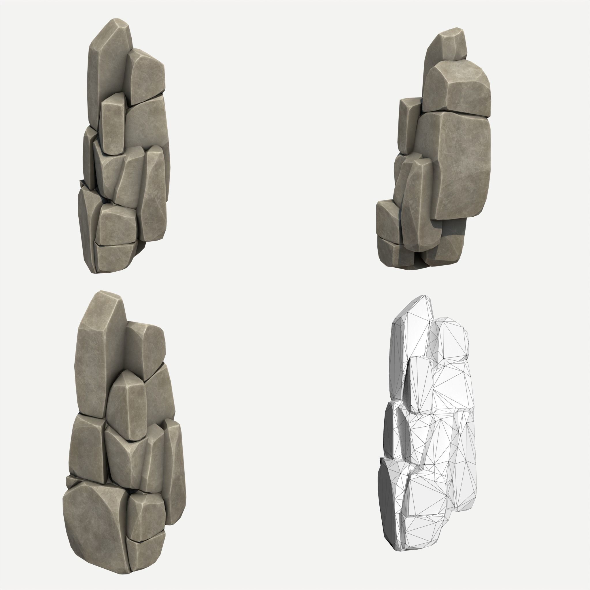 30 Stylized Block Rock - 3D Game Asset - 231030 Low-poly 3D model_30