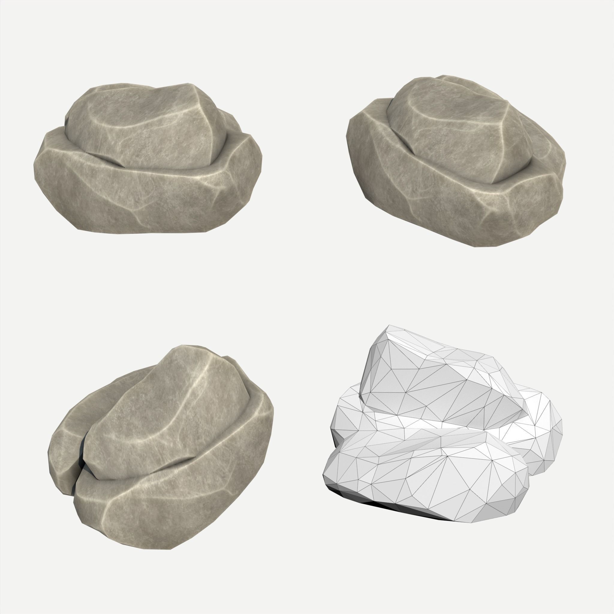 30 Stylized Block Rock - 3D Game Asset - 231030 Low-poly 3D model_36