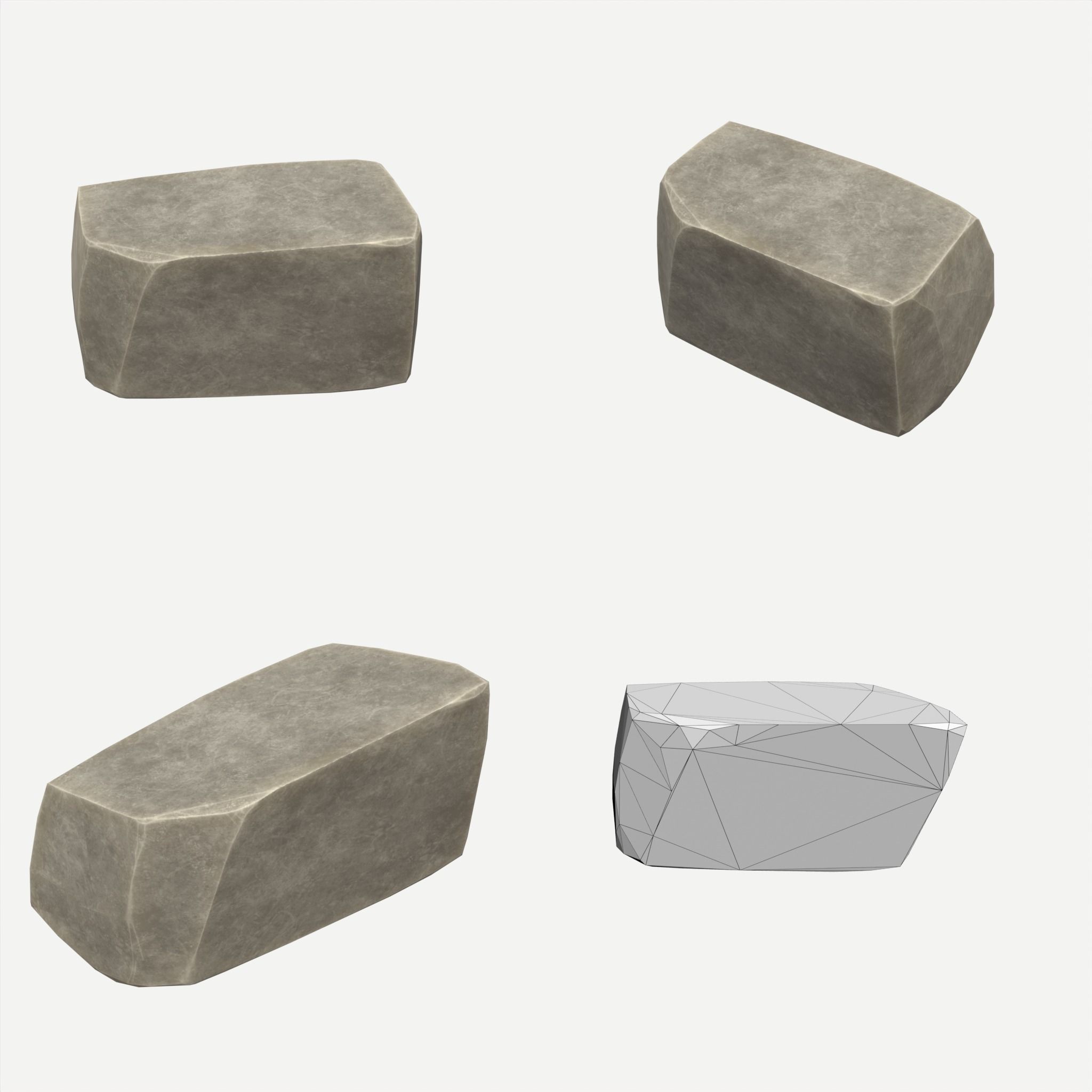 30 Stylized Block Rock - 3D Game Asset - 231030 Low-poly 3D model_21