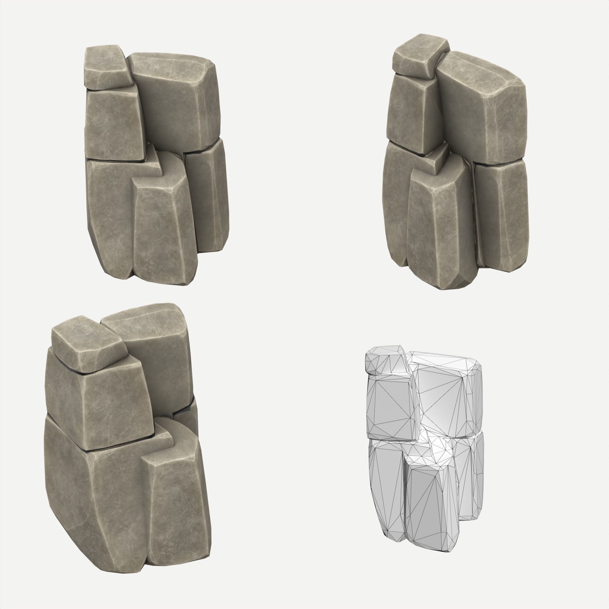 30 Stylized Block Rock - 3D Game Asset - 231030 Low-poly 3D model_16