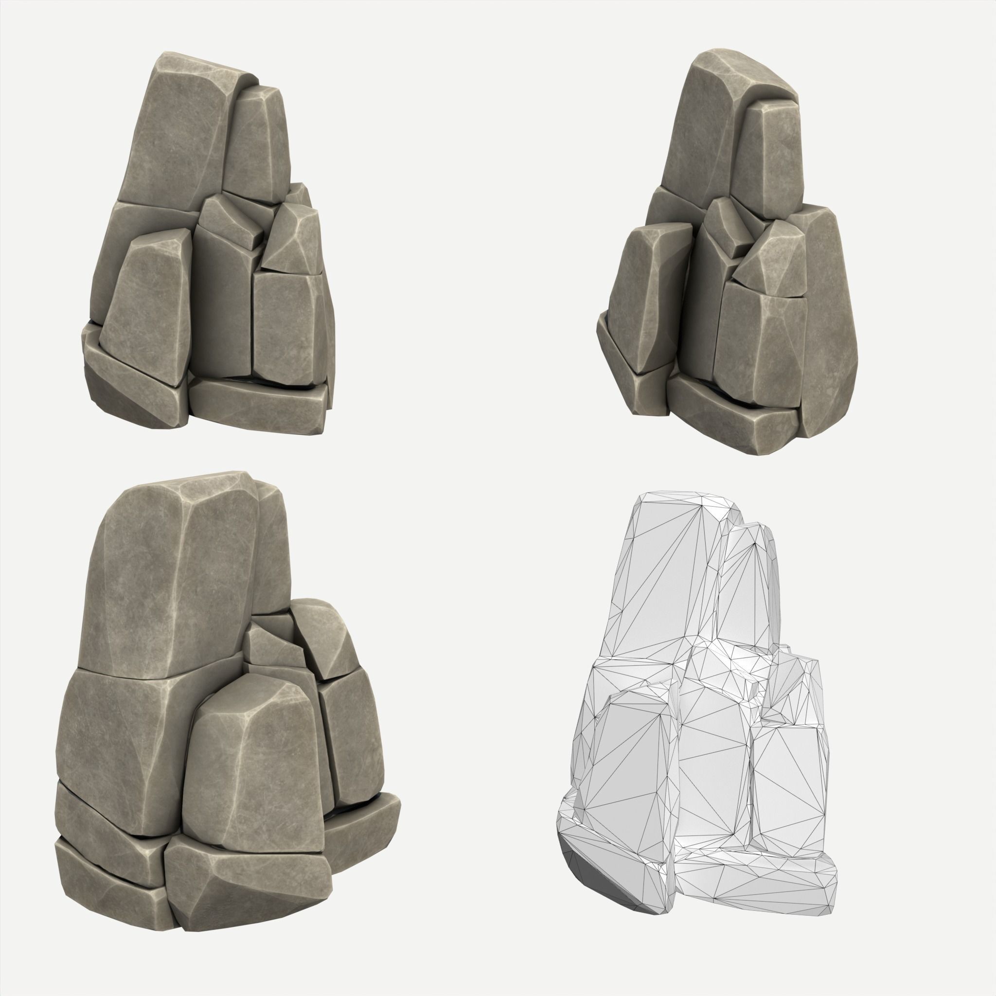 30 Stylized Block Rock - 3D Game Asset - 231030 Low-poly 3D model_28
