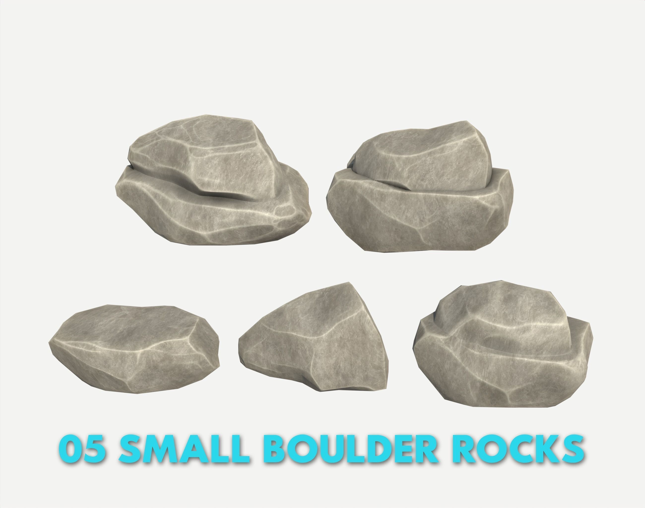 30 Stylized Block Rock - 3D Game Asset - 231030 Low-poly 3D model_7