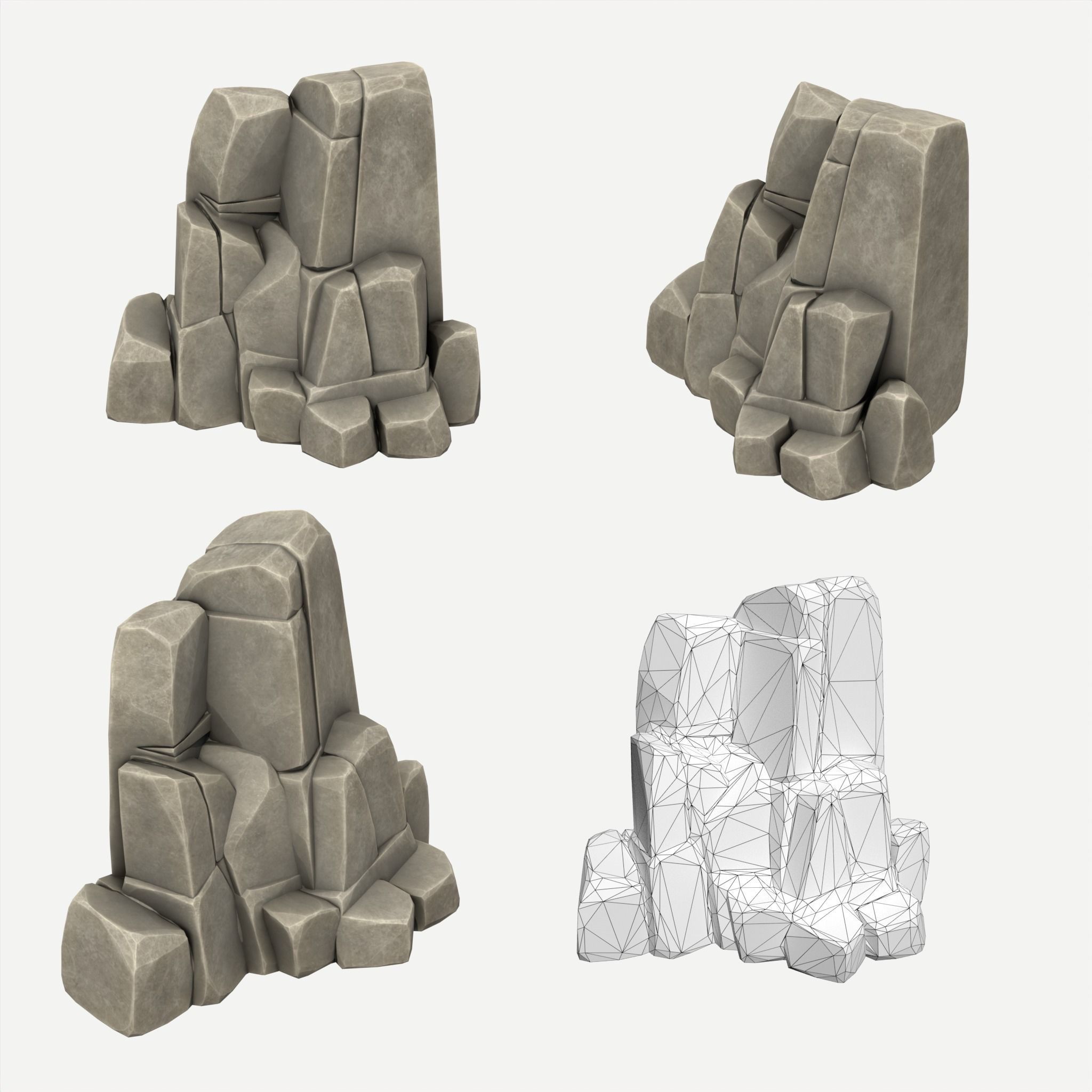 30 Stylized Block Rock - 3D Game Asset - 231030 Low-poly 3D model_13