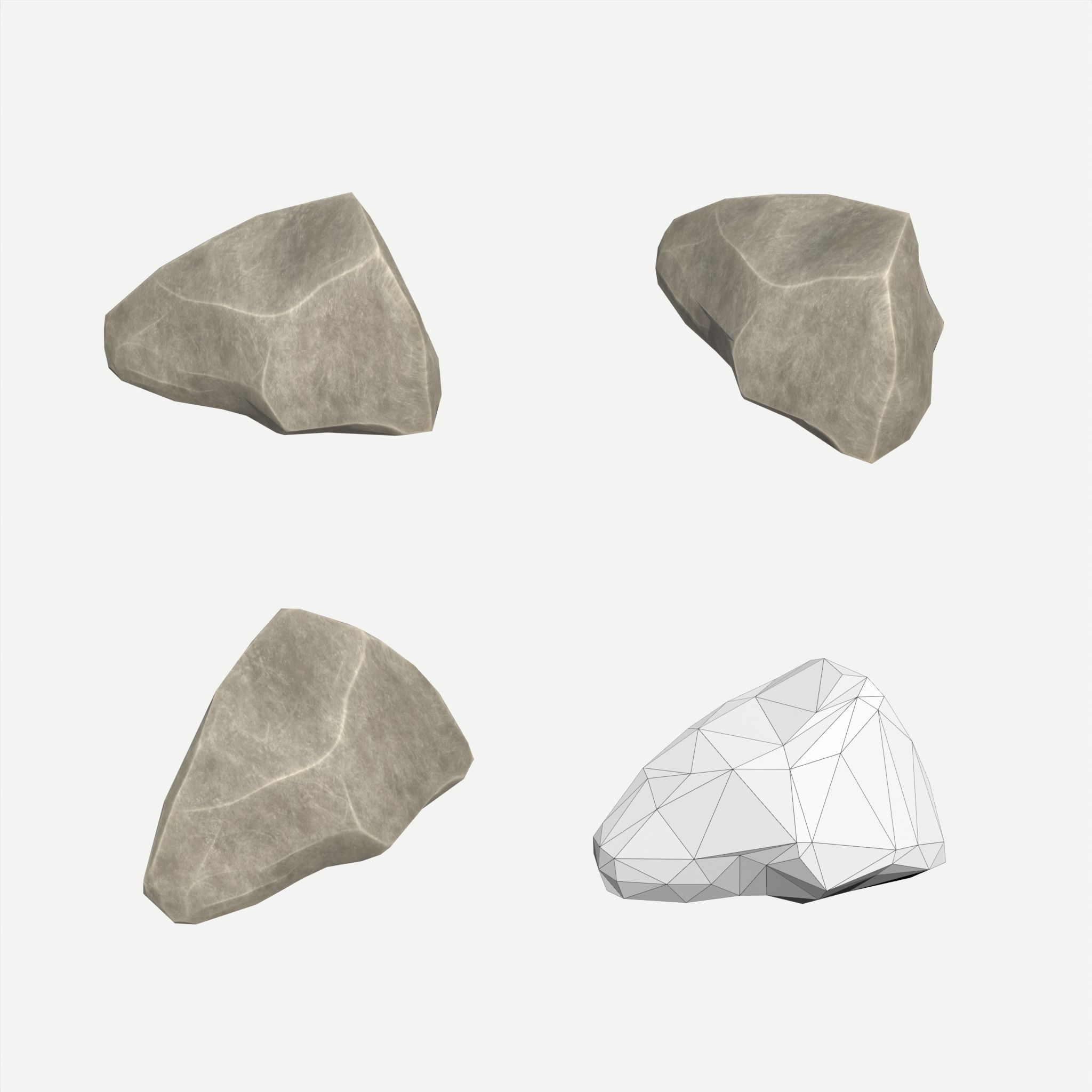 30 Stylized Block Rock - 3D Game Asset - 231030 Low-poly 3D model_33