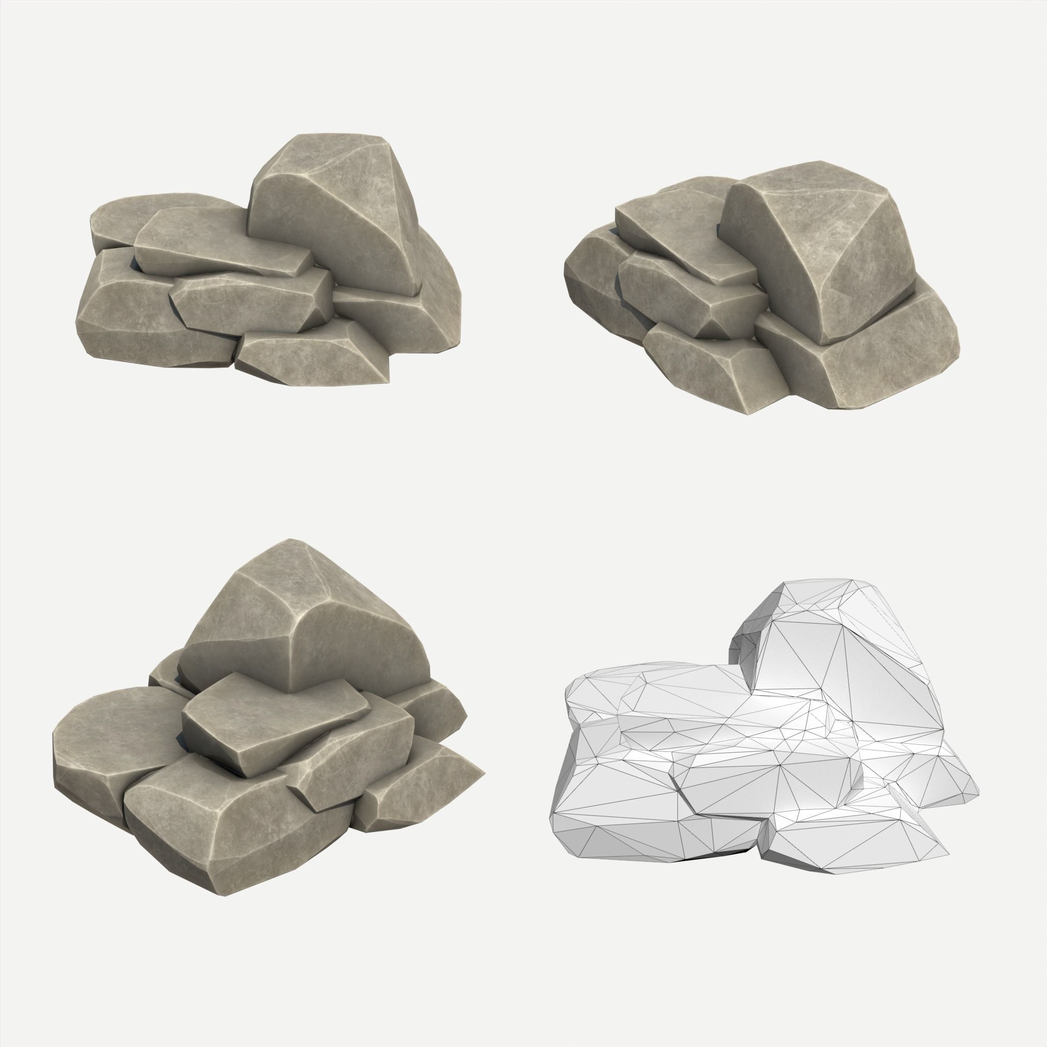 30 Stylized Block Rock - 3D Game Asset - 231030 Low-poly 3D model_25