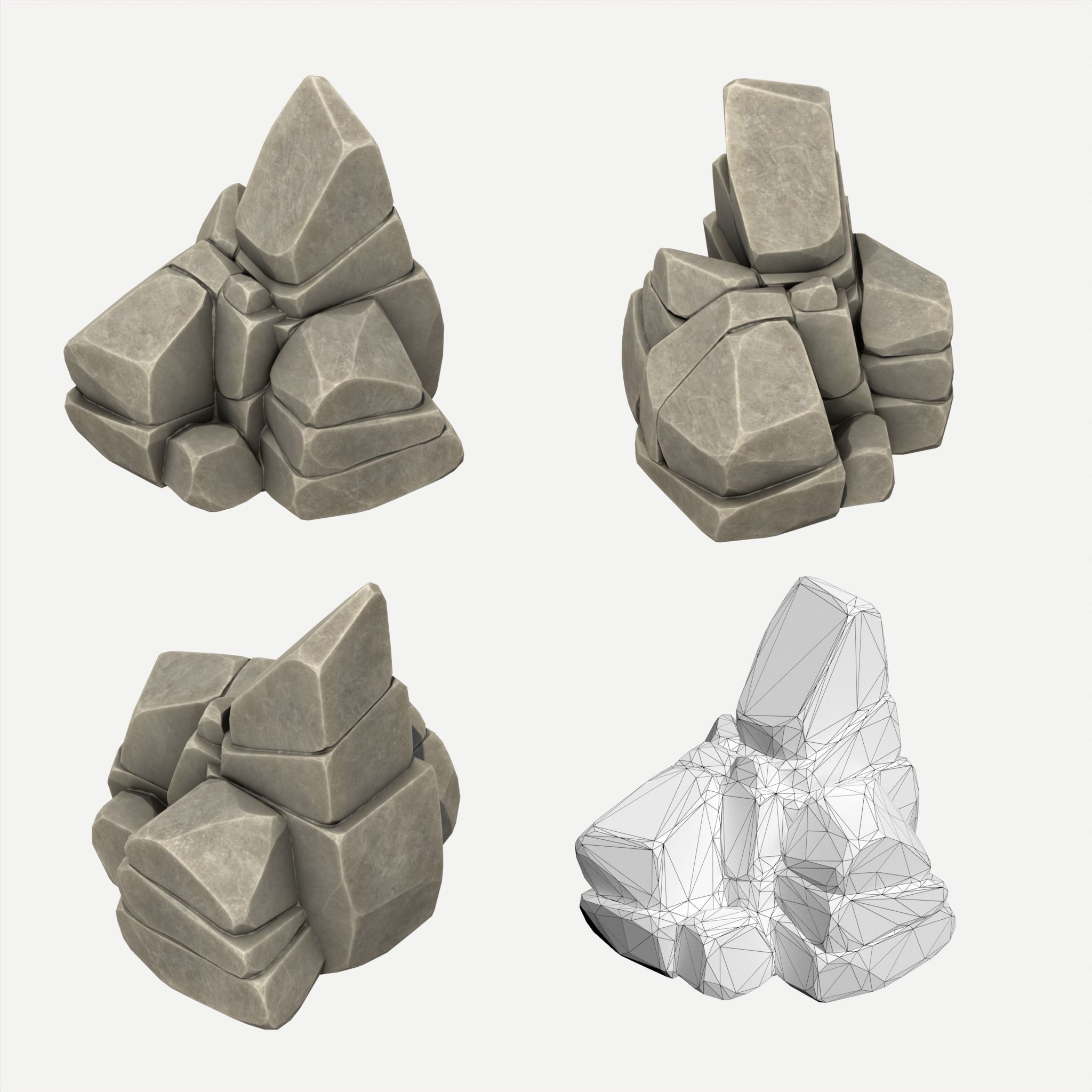 30 Stylized Block Rock - 3D Game Asset - 231030 Low-poly 3D model_8