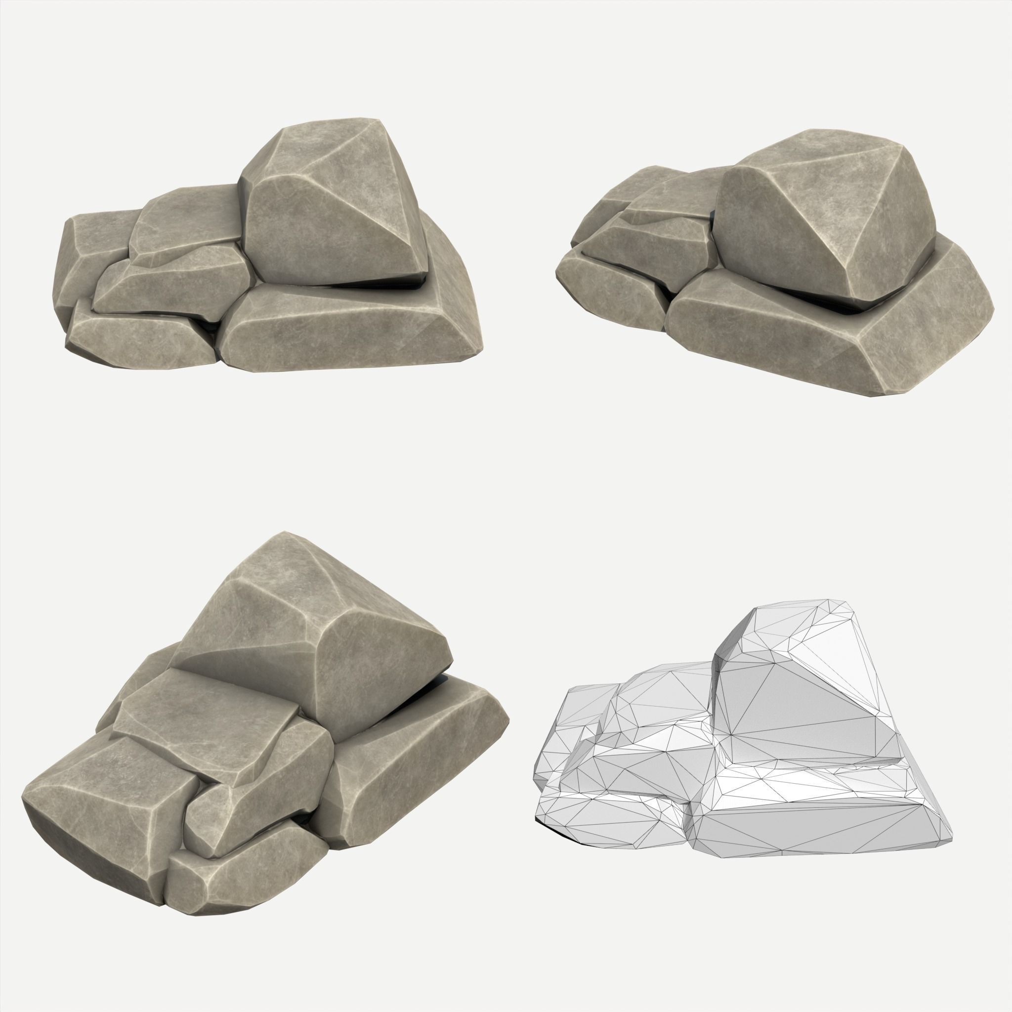 30 Stylized Block Rock - 3D Game Asset - 231030 Low-poly 3D model_24