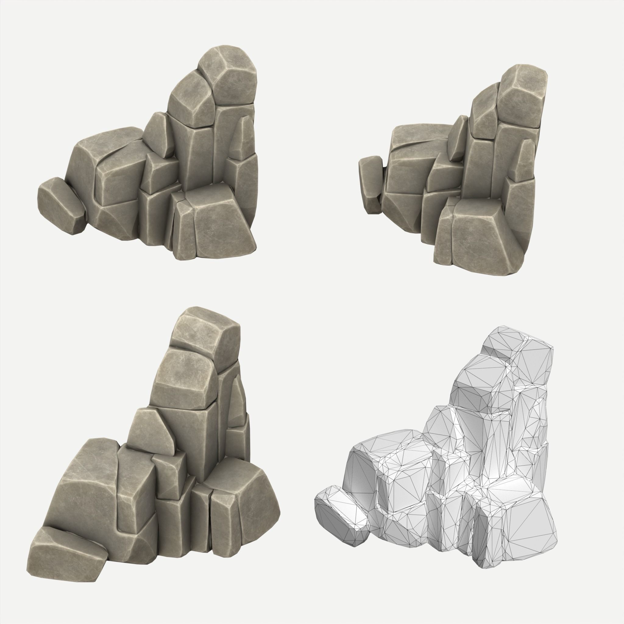 30 Stylized Block Rock - 3D Game Asset - 231030 Low-poly 3D model_14