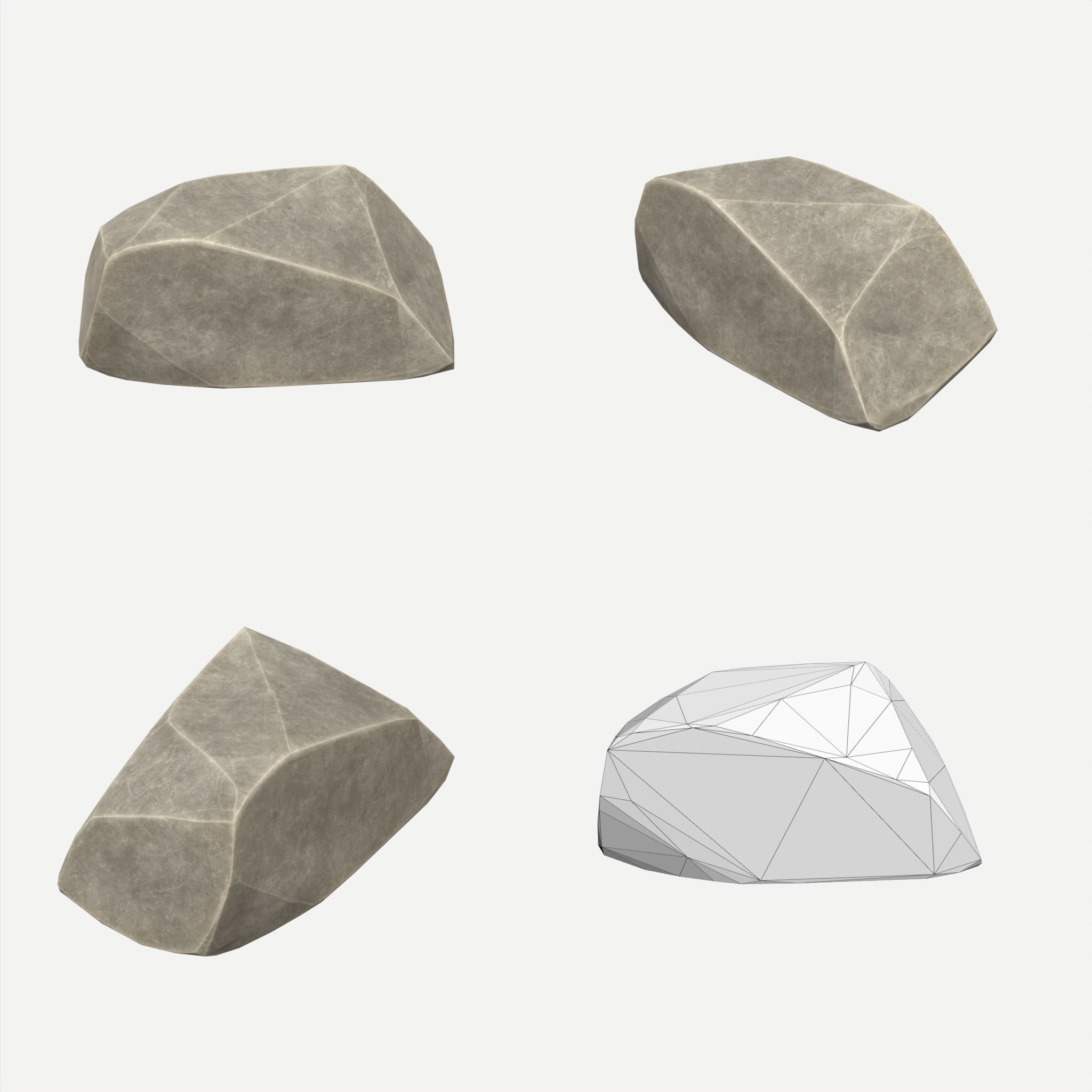 30 Stylized Block Rock - 3D Game Asset - 231030 Low-poly 3D model_19