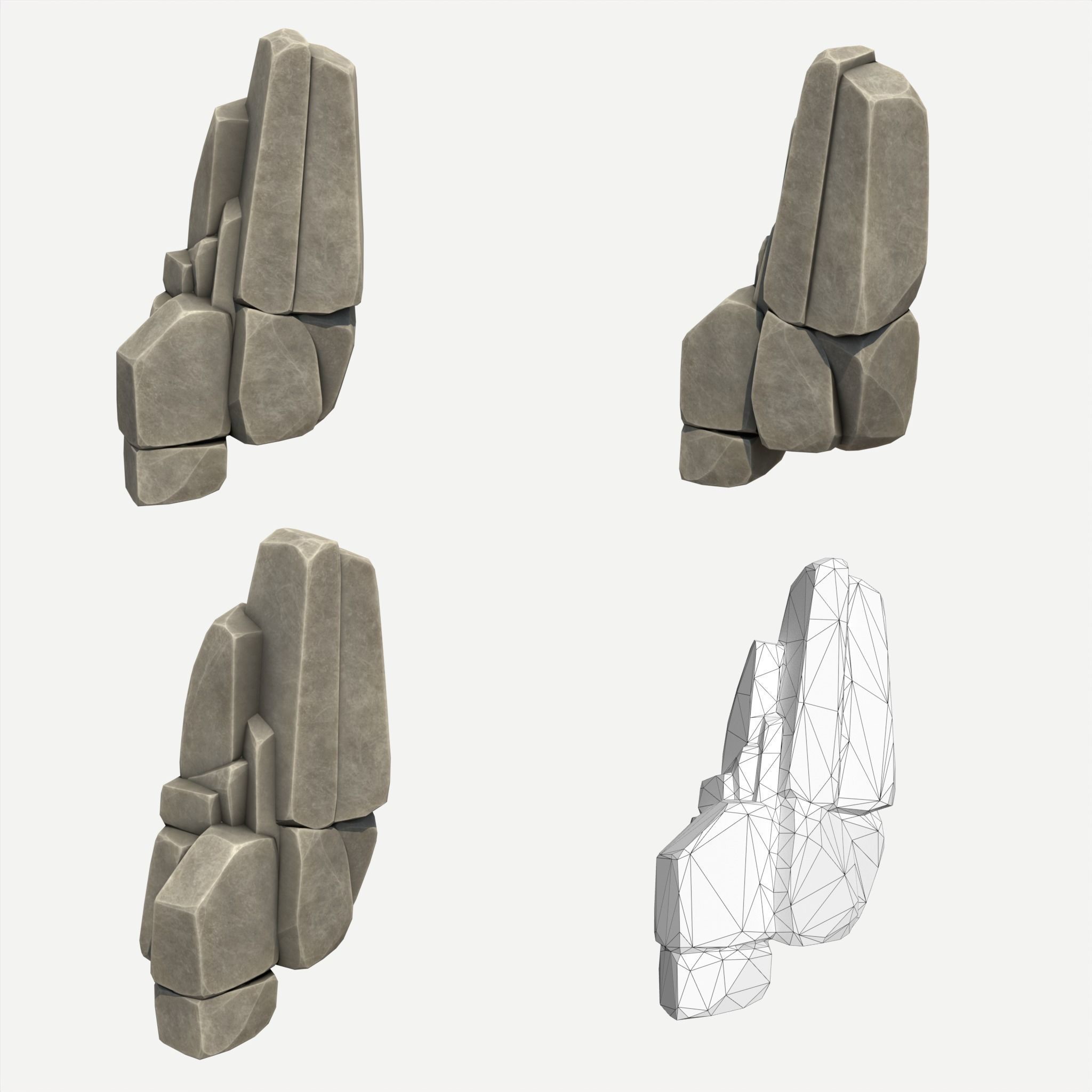 30 Stylized Block Rock - 3D Game Asset - 231030 Low-poly 3D model_31