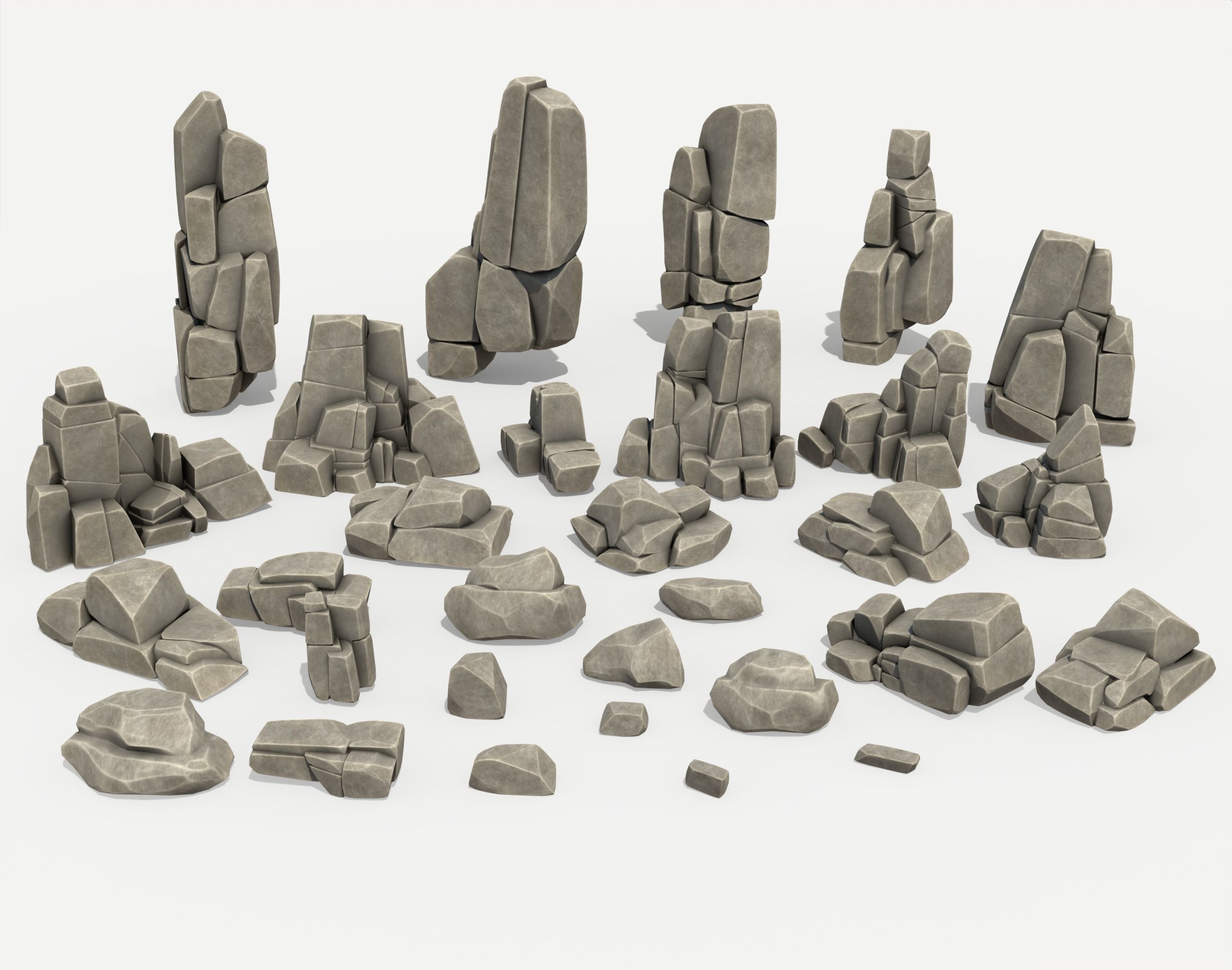 30 Stylized Block Rock - 3D Game Asset - 231030 Low-poly 3D model_1