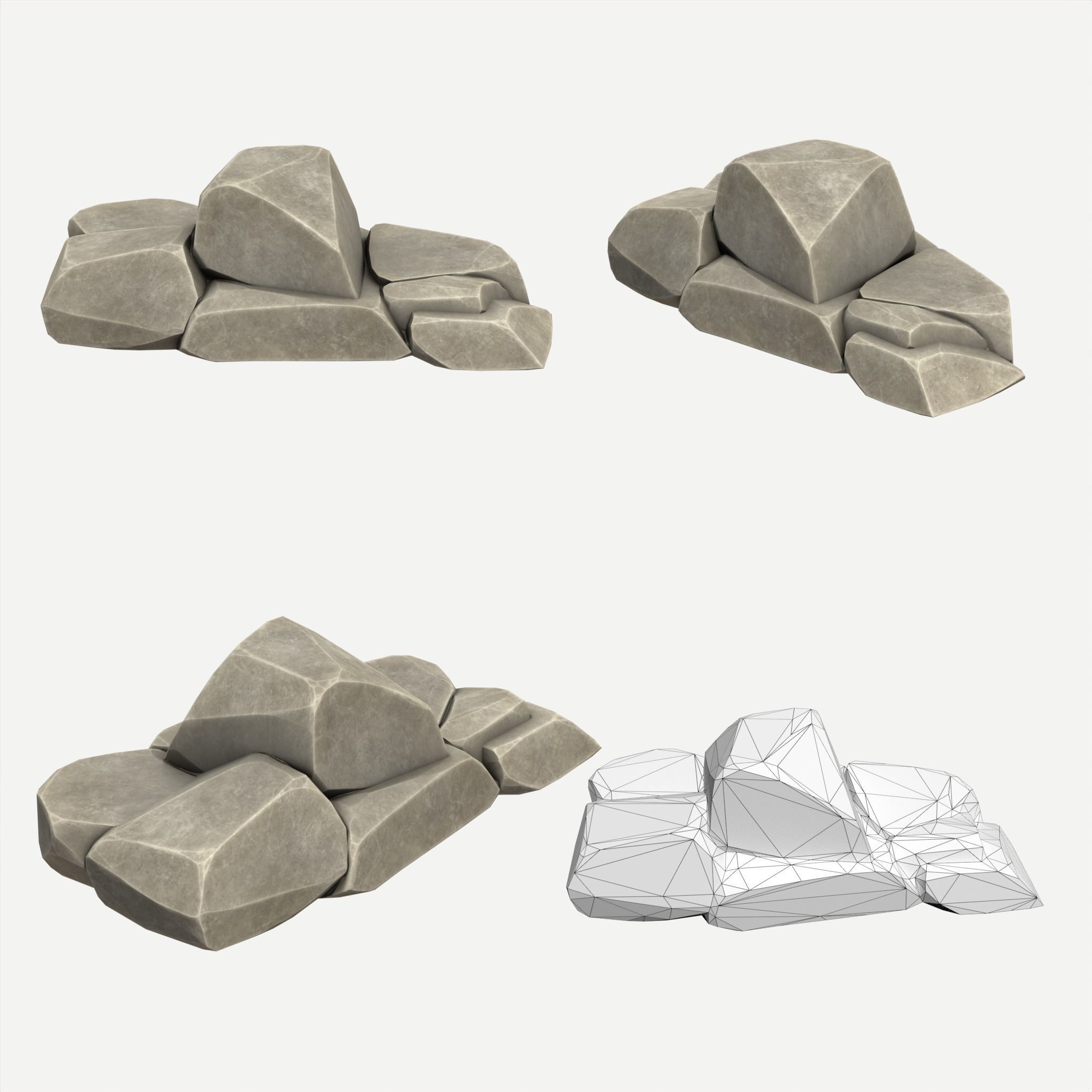 30 Stylized Block Rock - 3D Game Asset - 231030 Low-poly 3D model_26