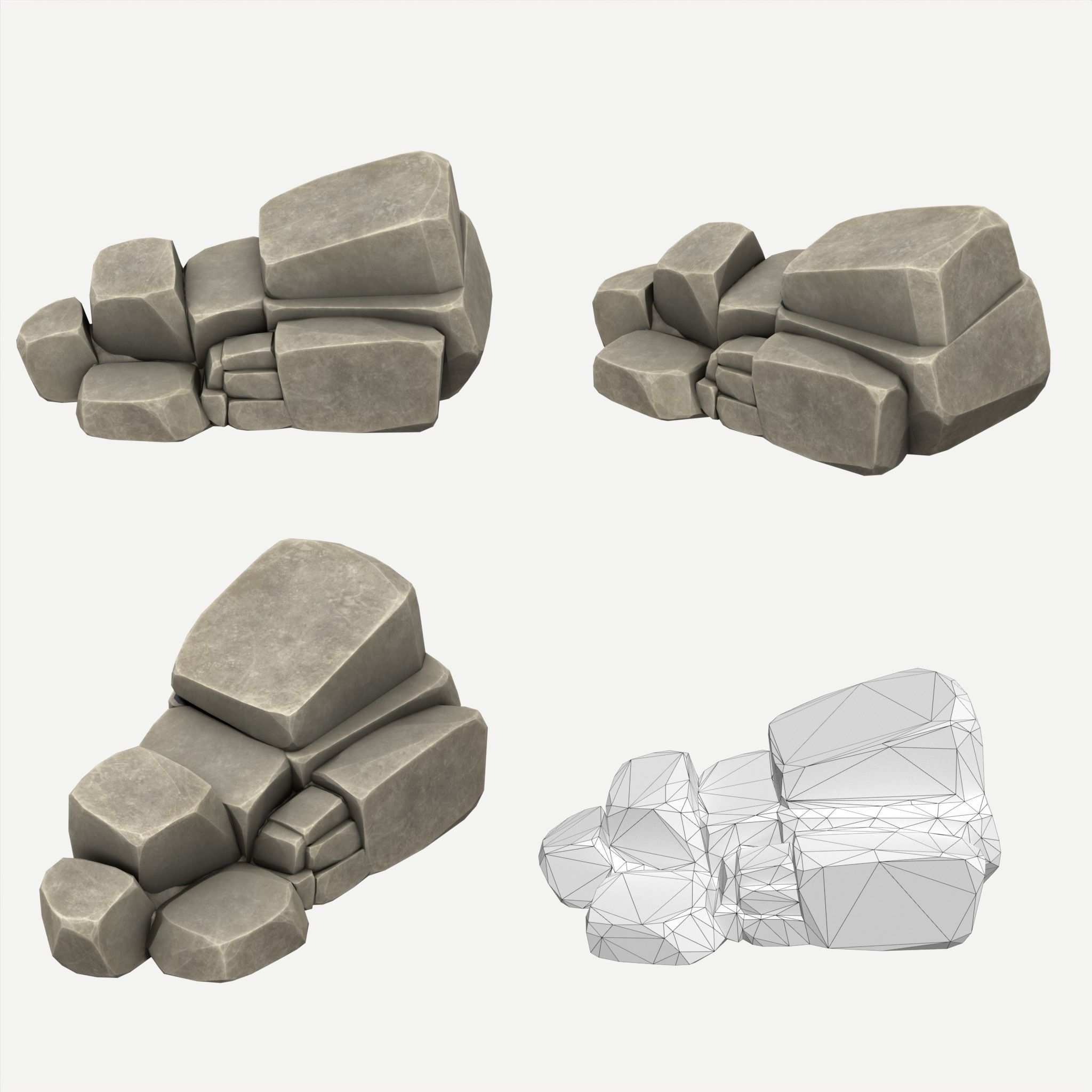 30 Stylized Block Rock - 3D Game Asset - 231030 Low-poly 3D model_11