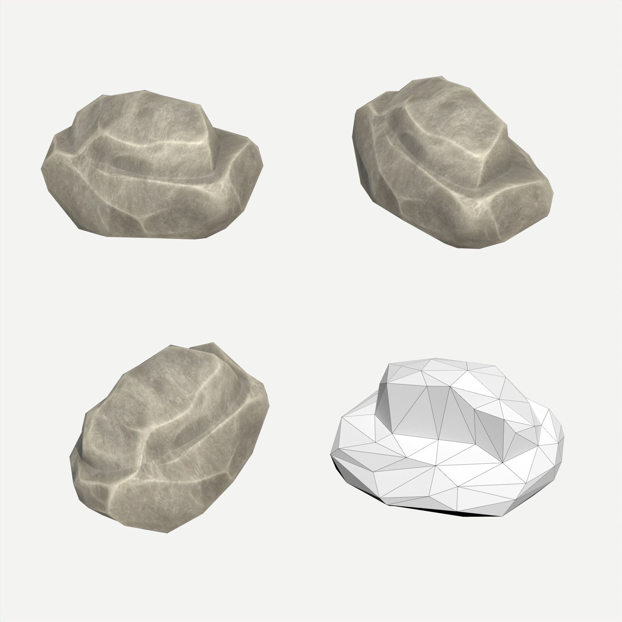 30 Stylized Block Rock - 3D Game Asset - 231030 Low-poly 3D model_37