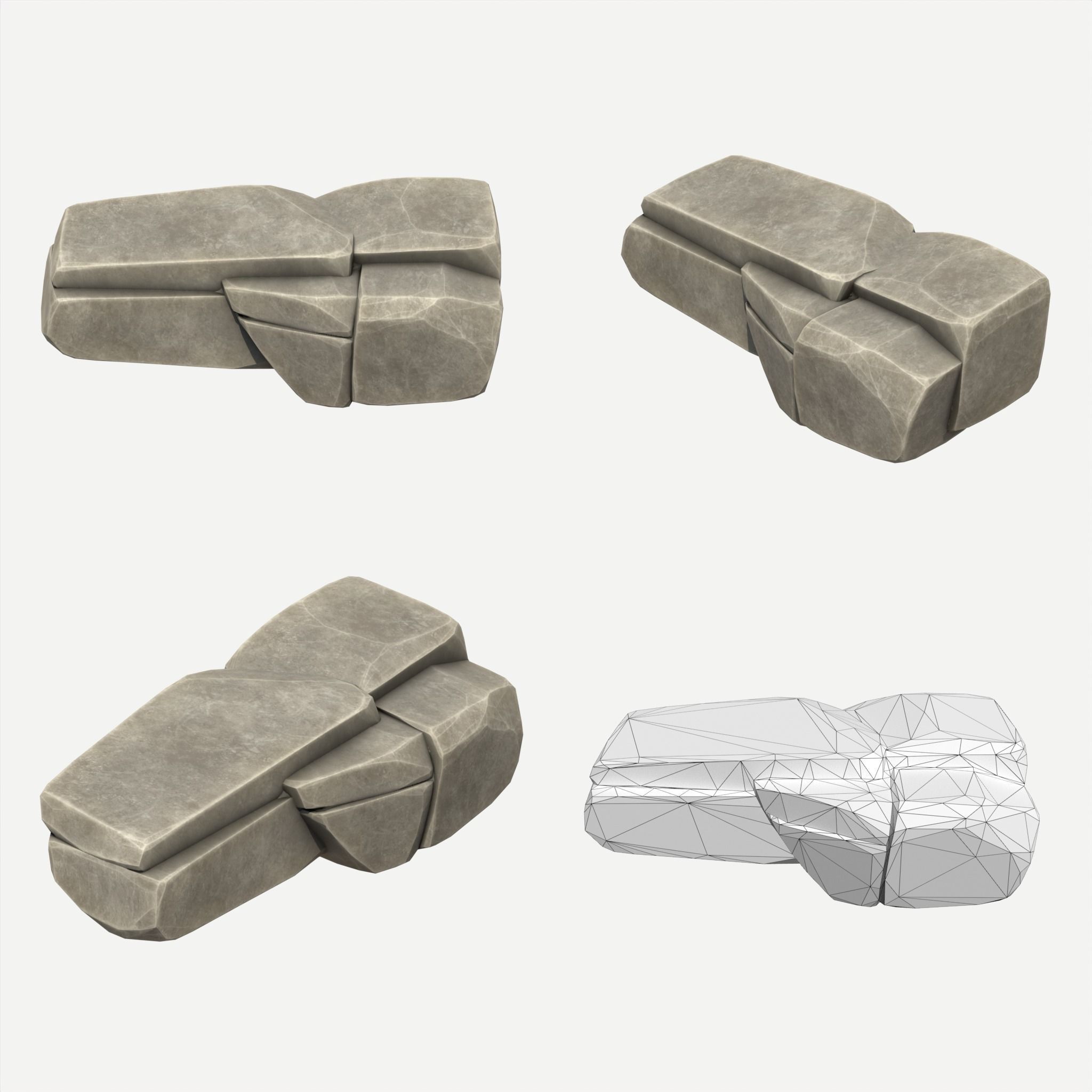 30 Stylized Block Rock - 3D Game Asset - 231030 Low-poly 3D model_17