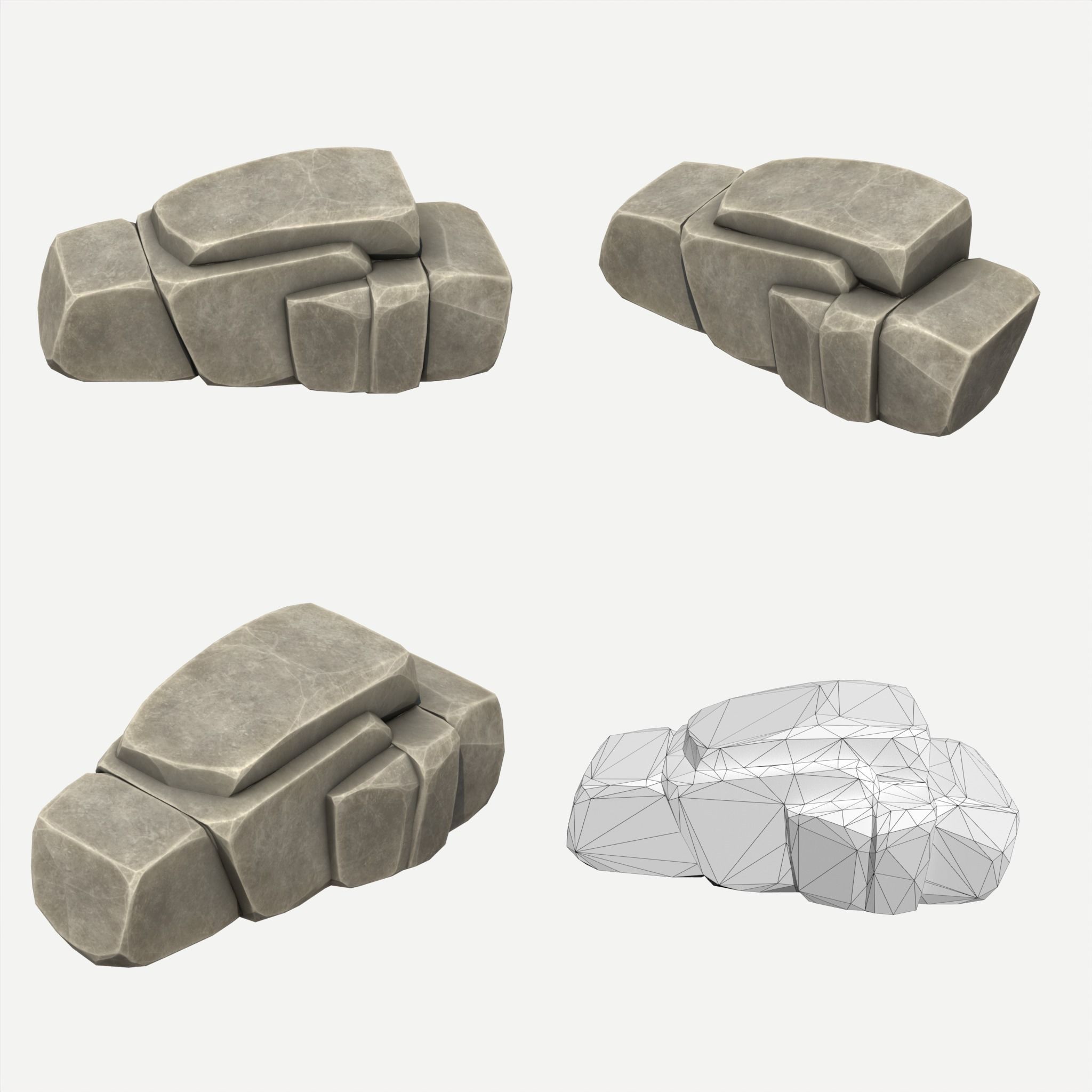 30 Stylized Block Rock - 3D Game Asset - 231030 Low-poly 3D model_15