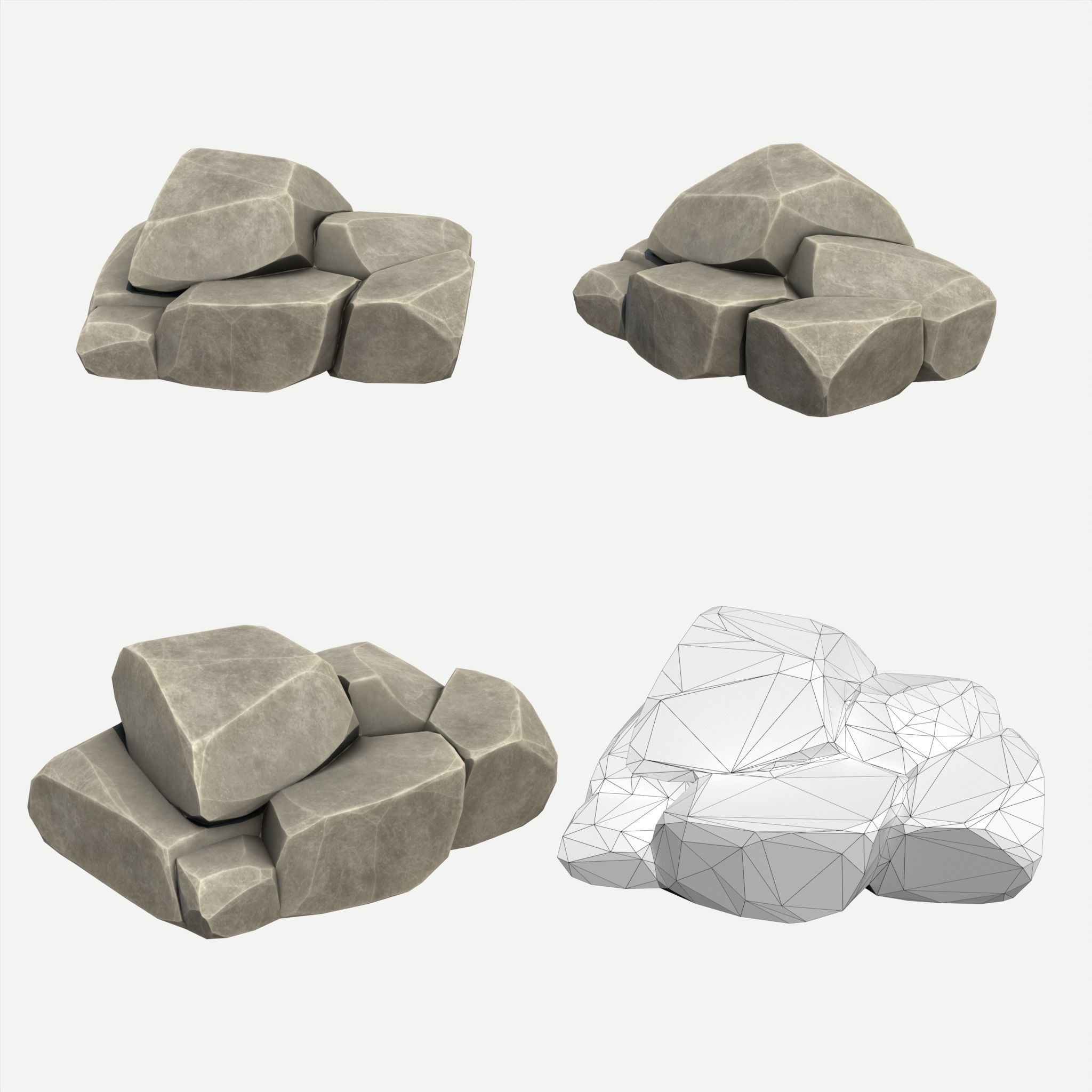 30 Stylized Block Rock - 3D Game Asset - 231030 Low-poly 3D model_27