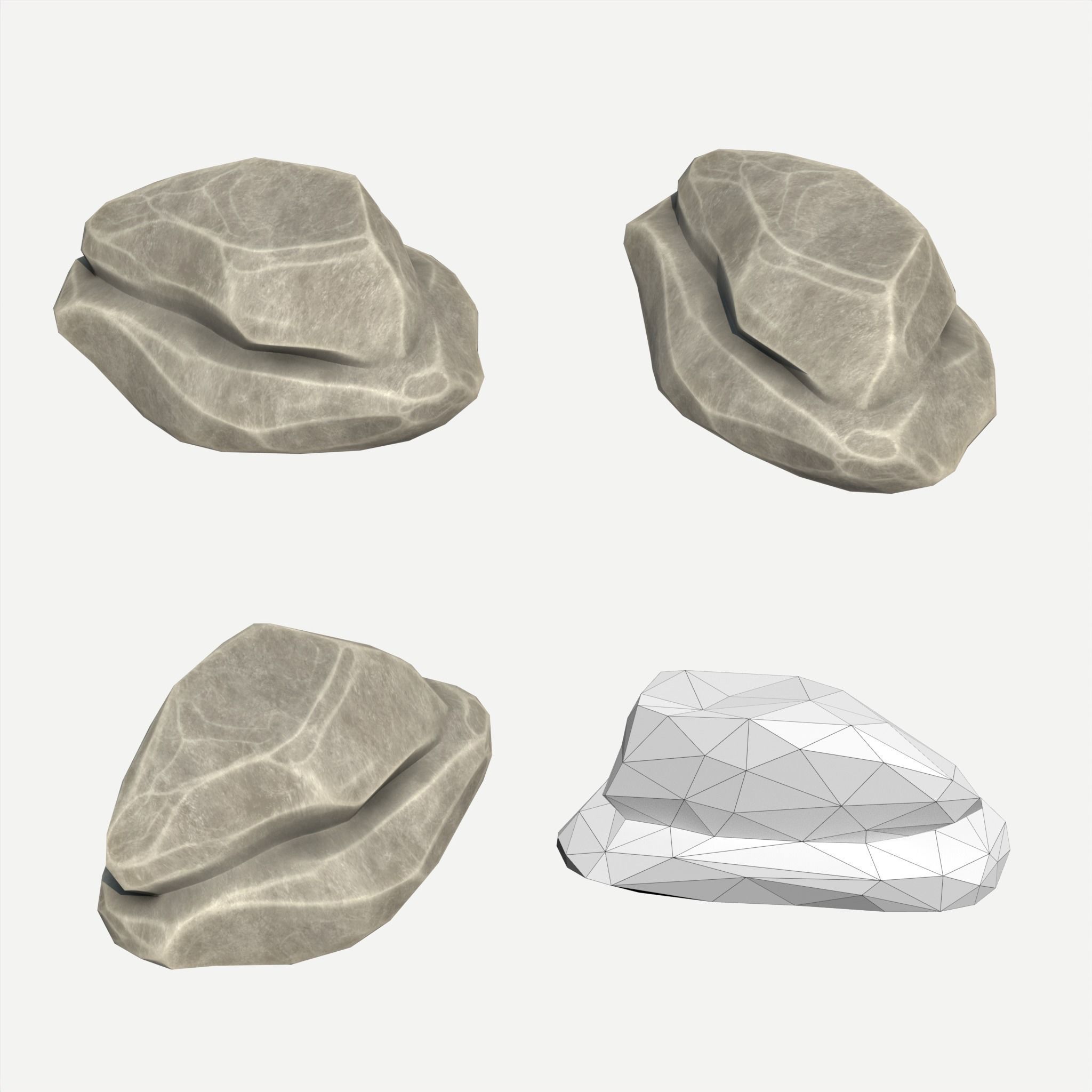 30 Stylized Block Rock - 3D Game Asset - 231030 Low-poly 3D model_35