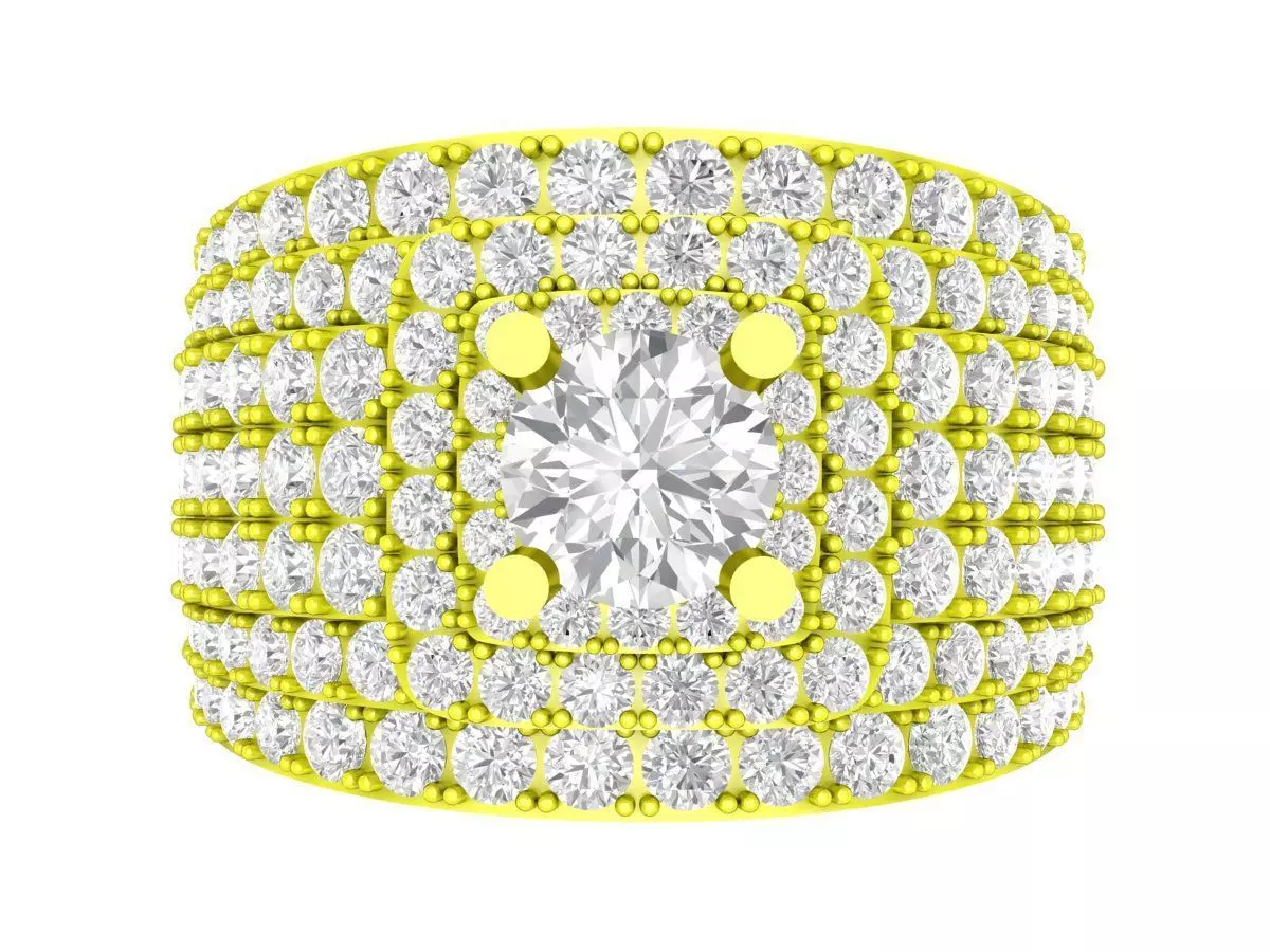 A7118 Korean Style Diamond Men Ring 3D print model