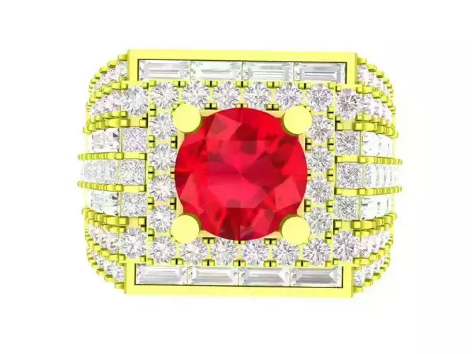 7077 Korean Style Diamond Square Men Ring