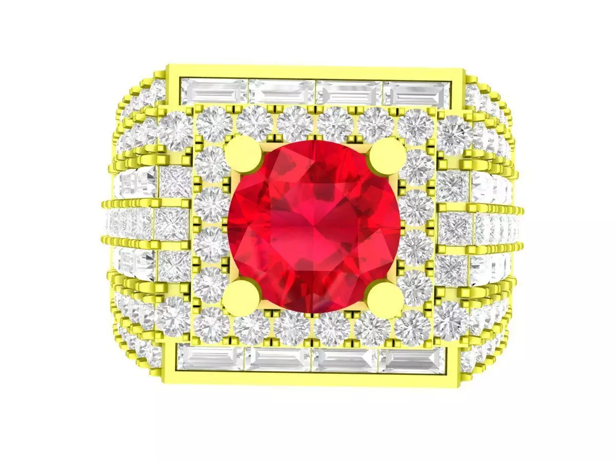 Luxury Pave Diamond Ruby Cocktail Ring for Women 7077 3D print model