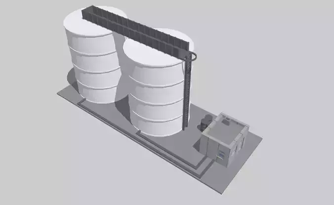 Gas Fuel Standing Tank Set by Outland Models Low-poly 3D model