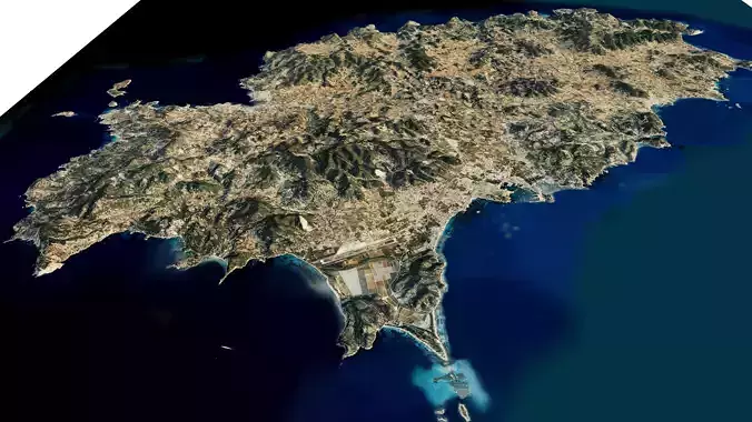 Ibiza island full 3d model terrain 3D model