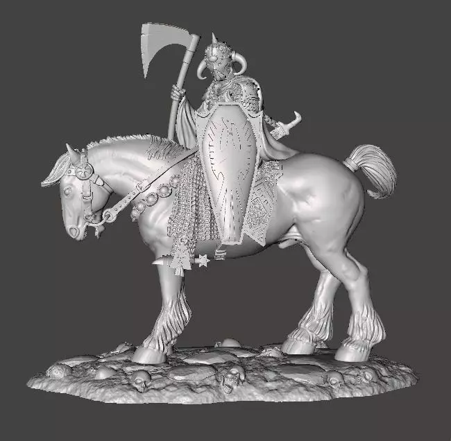 DEALER OF DEATH ON HORSE ART FIGURE STATUE DIORAMA MODEL FANTASY 3D print model_0