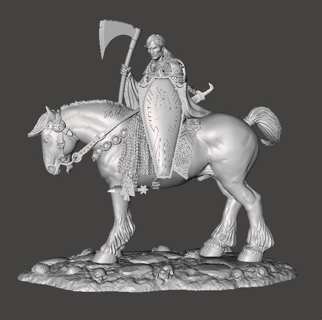 DEALER OF DEATH ON HORSE ART FIGURE STATUE DIORAMA MODEL FANTASY 3D print model_2