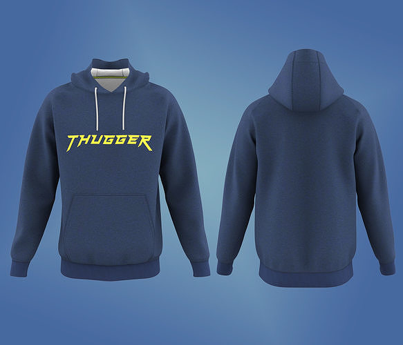 Men Chest Printed Fashion Hooded Sweatshirt Low-poly 3D model