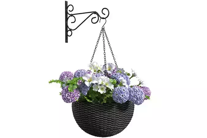 Hanging basket flowerpot rattan pot with flowers