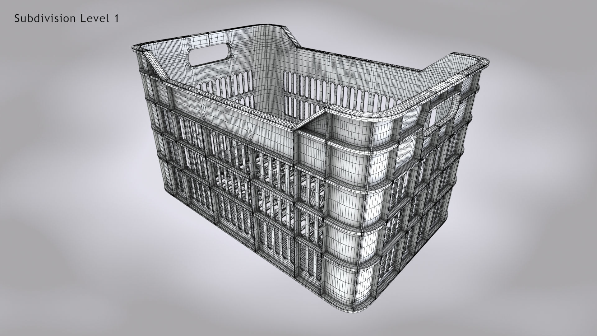 Plastic Crate T2 Low-poly 3D model_8