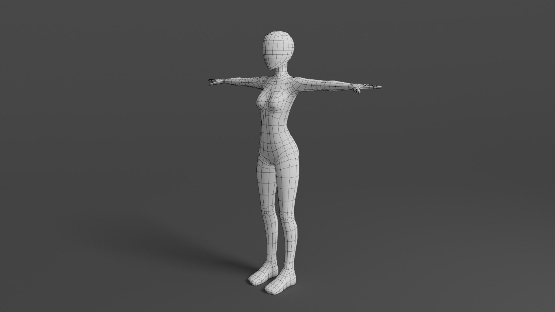 Female Base Mesh - Rigged Low-poly 3D model_5