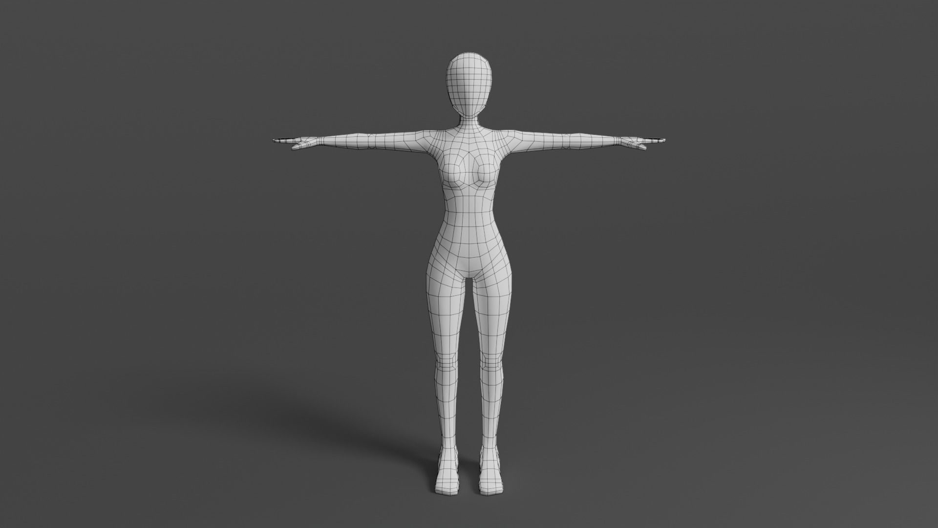 Female Base Mesh - Rigged Low-poly 3D model_4