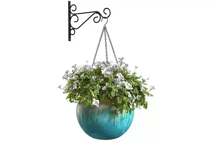 Hanging basket flowerpot rattan pot with flowers