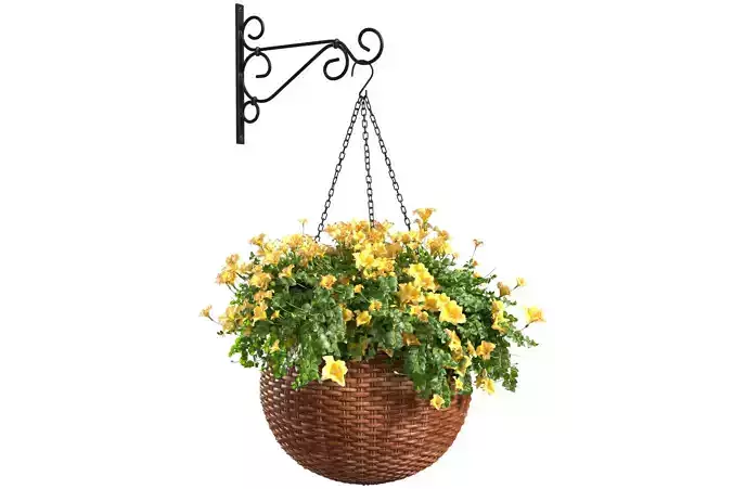 Hanging basket flowerpot rattan pot with flowers 