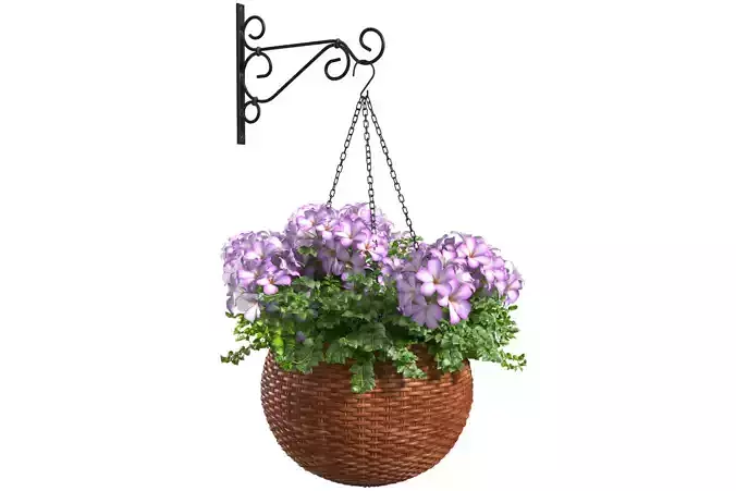 Hanging basket flowerpot rattan pot with flowers