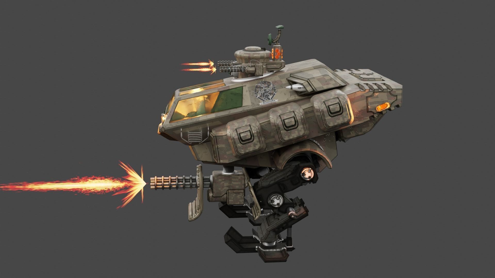 Bipedal military robot 3D model_3